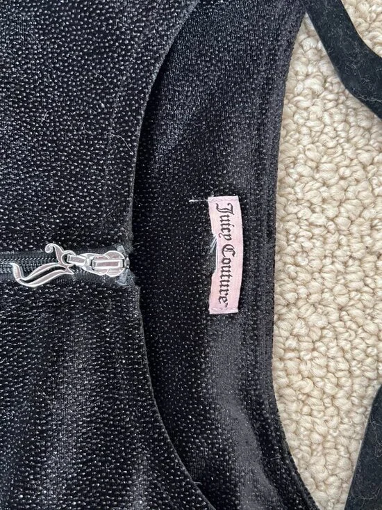 Juicy Couture Black Jacket With Sparkles Glitter Zip Up XL Y2k - Picture 10 of 10